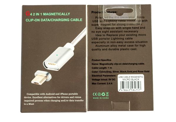 micro USB кабель магнітний Magnetically Clip-On Micro G4 1M 2.4а