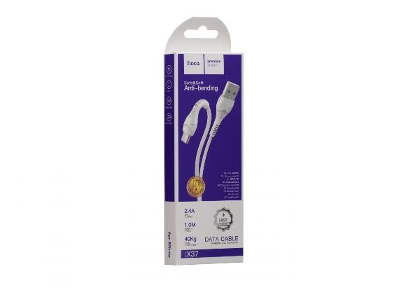 ������ micro USB Hoco X37 Cool Power Charging Anti bending ������� �������� 1m (2.4A) ����� (���. ��� ����������)